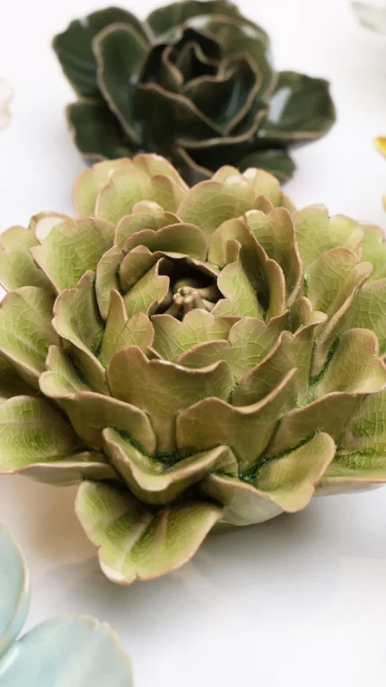Keramieken bloem Pioen groen (EG06)