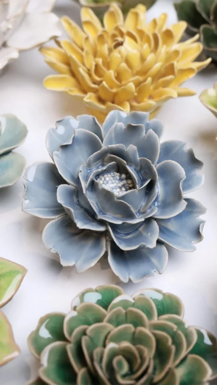 Keramieken bloem Roos blauw (EG08)
