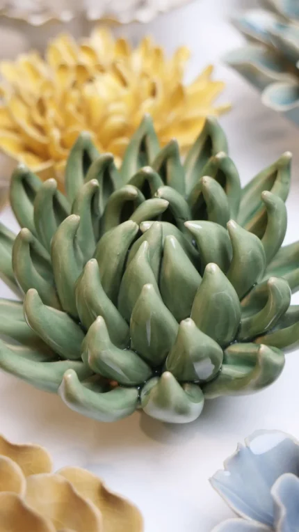 Keramieken bloem Succulent groen (EG14)