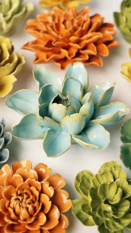 Keramieken bloem Waterlelie blauw (EG24)