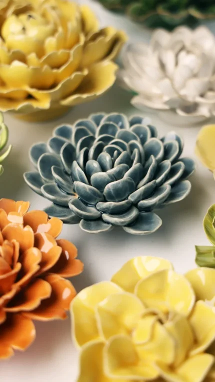 Keramieken bloem Zinnia blauw (EG29)
