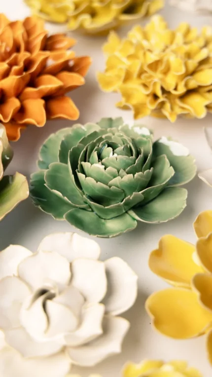 Keramieken bloem Roos groen (EG30)