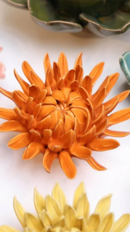 Keramieken bloem Chrysant oranje (EG35)