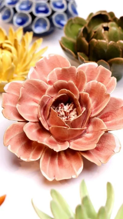 Keramieken bloem Roos roze (EG37)