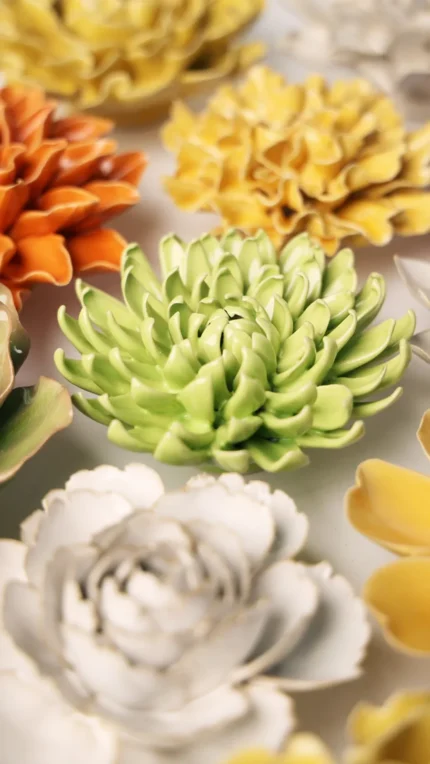Keramieken bloem Chrysant groen (EG43)