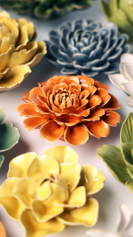 Keramieken bloem Goudsbloem oranje (EG44)