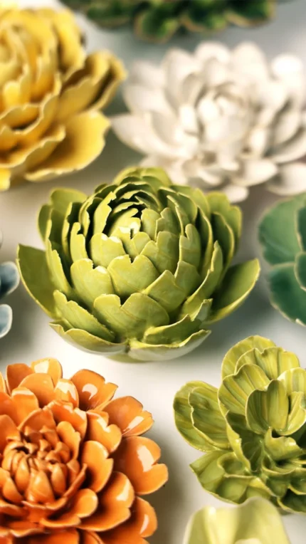 Keramieken bloem Protea groen (EG46)