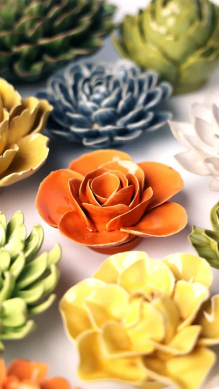 Keramieken bloem Ranonkel oranje (EG49)