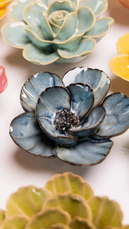 Keramieken bloem Papaver donkerblauw (FR07)