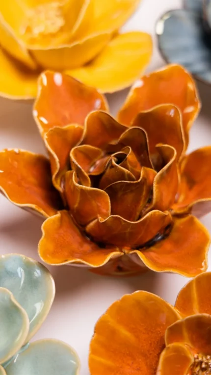 Keramieken bloem Lelie oranje (FR13)