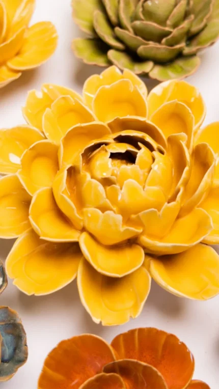 Keramieken bloem Sierkool geel (FR14)