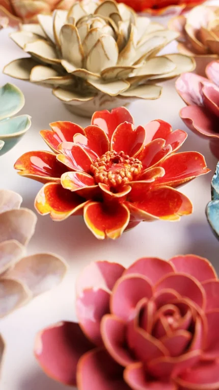 Keramieken bloem Madelief oranje (FR29)