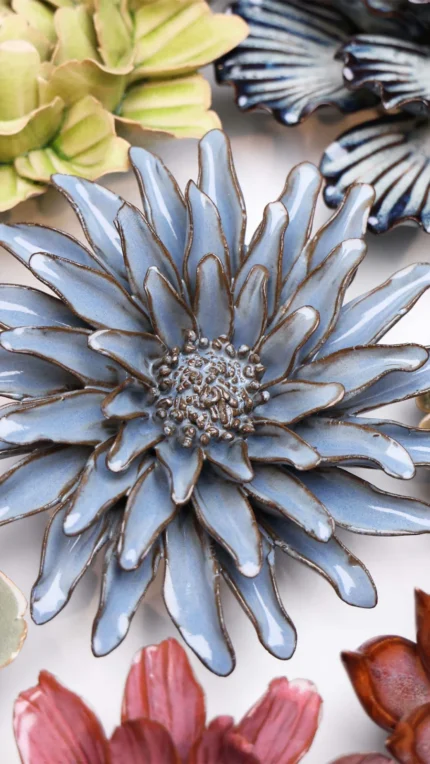 Keramieken bloem Gerbera blauw (JA14)
