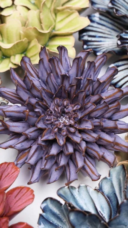 Keramieken bloem Chrysant paars (JA22)