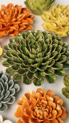 Keramieken bloem Zinnia groen (EG20)